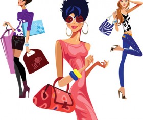 Vector fashion girls design elements set 11