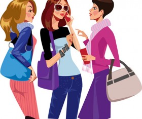Vector fashion girls design elements set 13