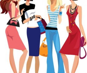 Fashion girls illustration vector set 03 free download