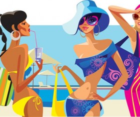 Vector fashion girls design elements set 15