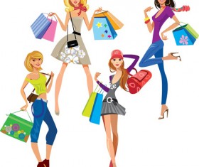 Vector fashion girls design elements set 16