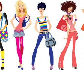 Vector fashion girls design elements set 18