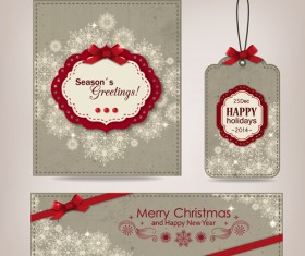 Vintage christmas card with banner and tag vector