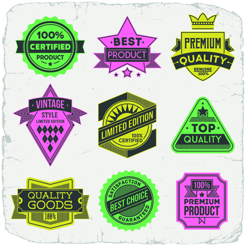 Vintage colored label high quality vector material 01