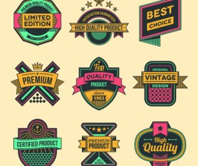 Vintage colored label high quality vector material 03