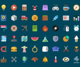Vintage colorful flat icons set