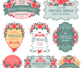 Vintage floral labels vector graphics