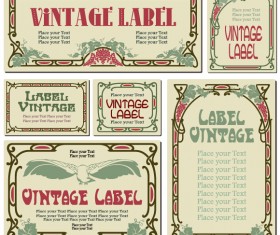 Vintage frame colored labels vector 01
