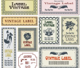 Vintage frame colored labels vector 02