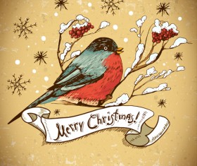 Vintage hand drawn christmas background art 01