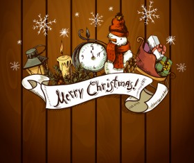 Vintage hand drawn christmas background art 02