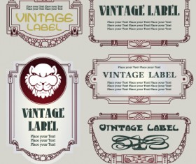 Vintage label and border elements vector 01