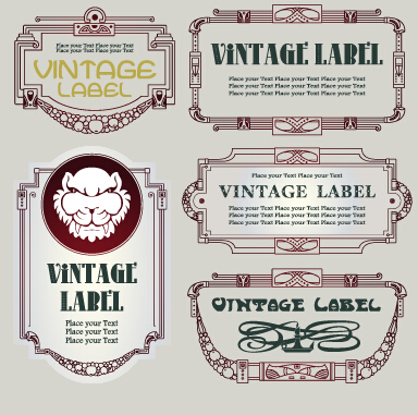 Vintage label and border elements vector 01