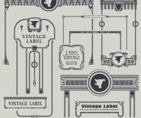 Vintage label and border elements vector 02