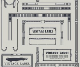 Vintage label and border elements vector 04