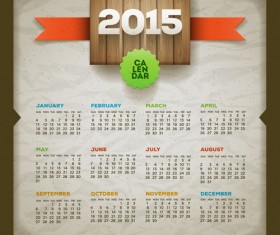 Vintage paper 2015 calendar vector graphics