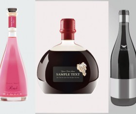 Vivid wine bottle vector material