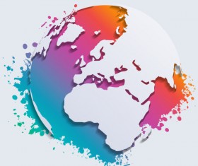 Watercolor and earth map vector