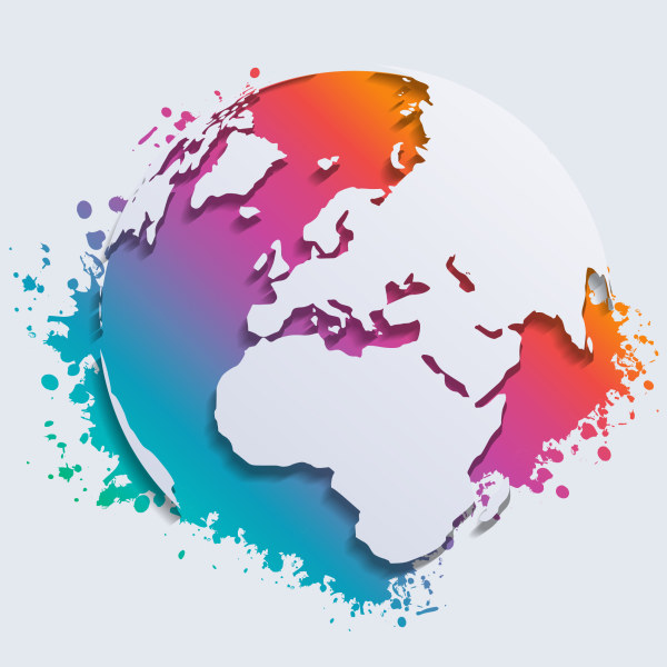 Watercolor and earth map vector