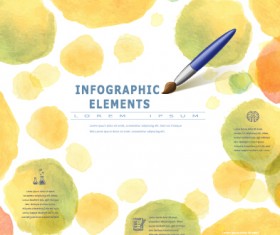 Watercolor infographics elements vector 01