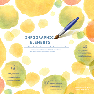 Watercolor infographics elements vector 01