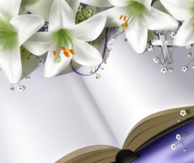 White lilies and book psd graphics