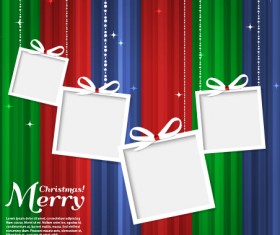 White photo frame with christmas background vector