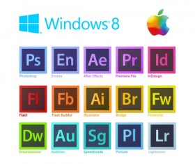 Windown 8 adobe file icons vector