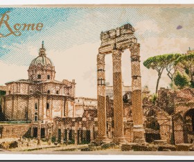 World famous buildings blur vector set 02