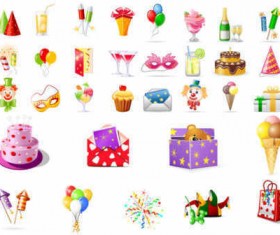 Birthday icons vector material