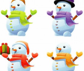 3D Cute Snowman Vector Set