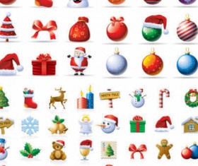 Cartoon Christmas icons set