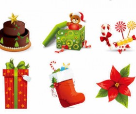 Vector Beautiful Cartoon Christmas icons