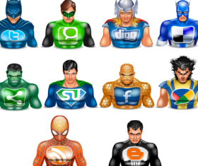 icons social superheros