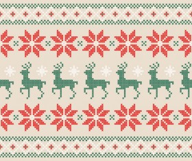 knitted fabric christmas pattern vector set 05
