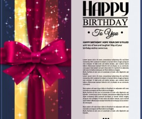 velvet bow happy birthday cards vector 01