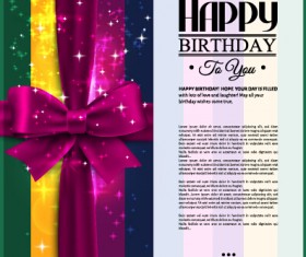 velvet bow happy birthday cards vector 02