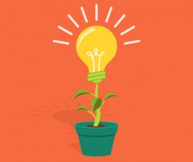 yellow bulb with plant vector