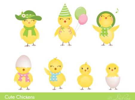 Cute Easter Chickens icons