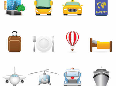 Travel icons vector graphics