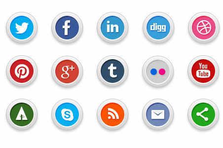 15 free social media icons PSD