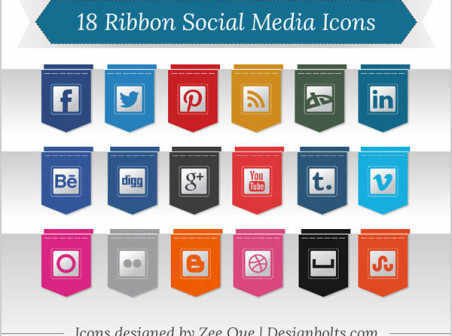 Creative Ribbon Social Media icons