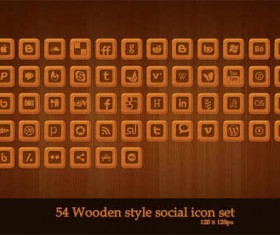 Wooden style social icon set