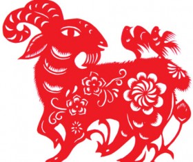 Goat year paper cut vector