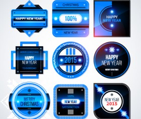2015 Christmas and New Year labels blue style vector 10