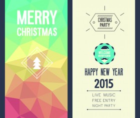 2015 Christmas invitation cards vintage style vector set 01
