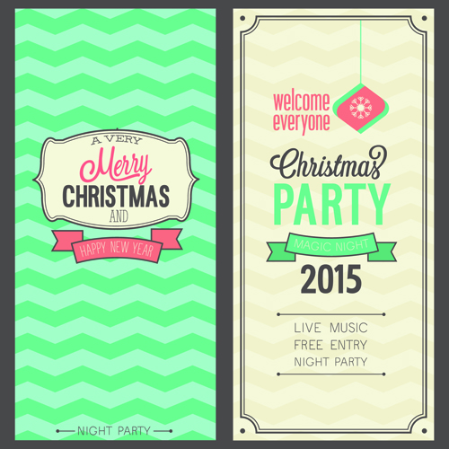 2015 Christmas invitation cards vintage style vector set 02