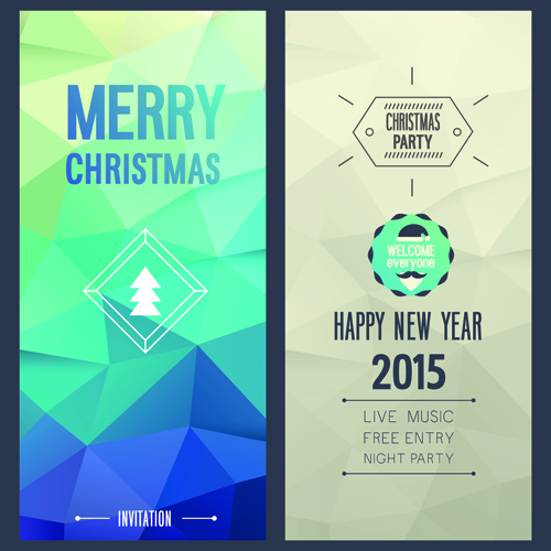 2015 Christmas invitation cards vintage style vector set 03
