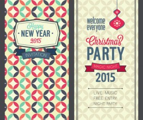 Christmas Invitation cards with Bow vector 02 free download