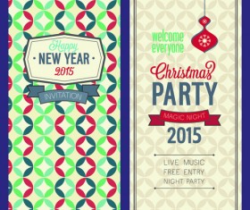 2015 Christmas invitation cards vintage style vector set 05